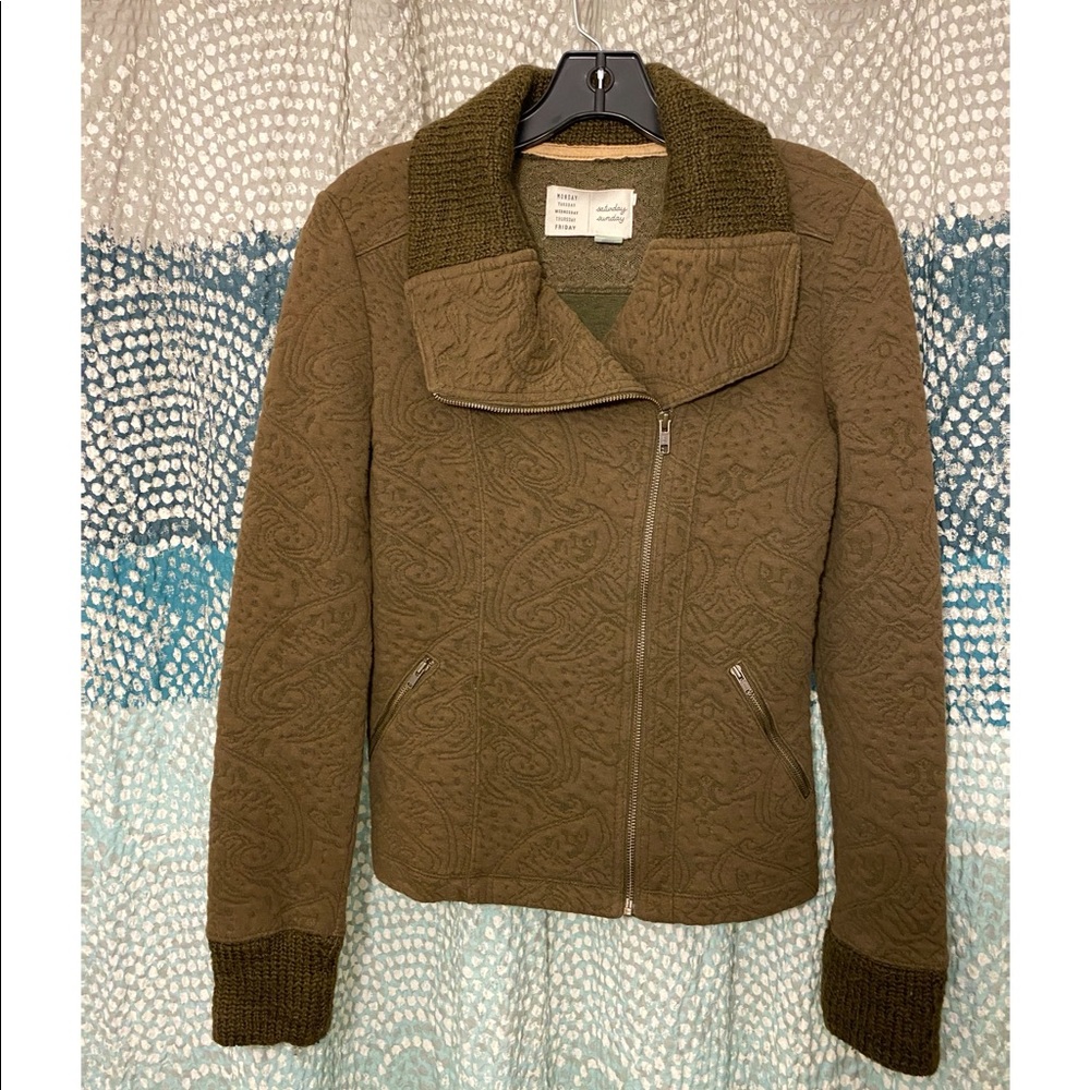 Brown Lightweight Zip Cropped Jacket (Anthro brand)